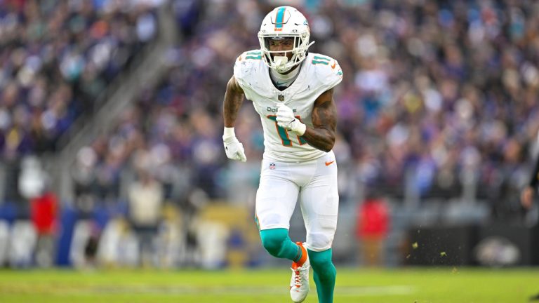 Miami Dolphins wide receiver Cedrick Wilson Jr. (11) in action during the second half of an NFL football game against the Baltimore Ravens, Sunday, Dec. 31, 2023, in Baltimore. (Terrance Williams/AP)