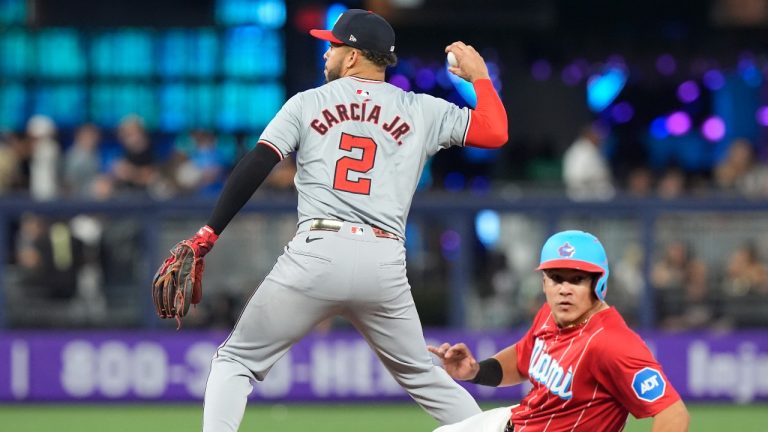 The Miami Marlins placed outfielder Avísail García on the 10-day injured list because of a left hamstring strain. (AP/Marta Lavandier)