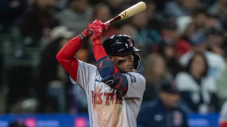 Boston Red Sox's Ceddanne Rafaela waits for a pitch during an at-bat against the Seattle Mariners in a baseball game, Saturday, March 30, 2024, in Seattle. The Mariners won 4-3 in 10 innings. (Stephen Brashear/AP)