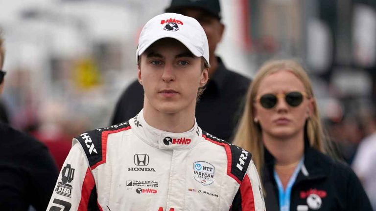 David Malukas prepares before the start of an IndyCar auto race. (Jeff Roberson/AP)