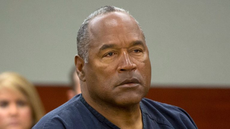 O.J. Simpson listens to audio recording played during an evidentiary hearing for O.J. Simpson in Clark County District Court in Clark County District Court May 16, 2013, in Las Vegas, Nevada. (Getty Images)