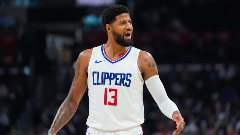 Los Angeles Clippers forward Paul George during the second half of an NBA basketball game against the Cleveland Cavaliers, Sunday, April 7, 2024, in Los Angeles. (Ryan Sun/AP)