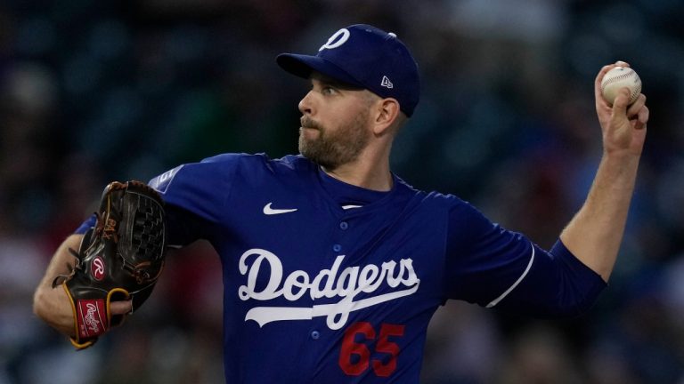 Los Angeles Dodgers starting pitcher James Paxton throws during a the second inning of a spring training baseball game against the Cincinnati Reds, Thursday, Feb. 29, 2024, in Goodyear, Ariz. (Carolyn Kaster/AP)