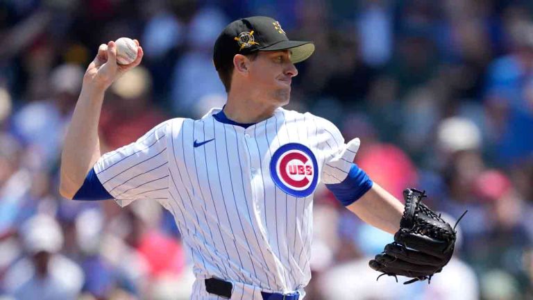 Chicago Cubs pitcher Kyle Hendricks delivers during the first inning of a baseball game against the Pittsburgh Pirates Friday, May 17, 2024, in Chicago. (Charles Rex Arbogast/AP)