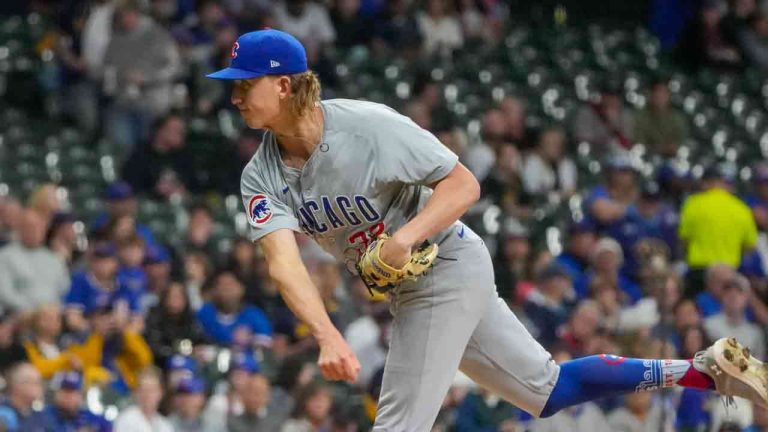 Chicago Cubs pitcher Ben Brown throws during the first inning of a baseball game against the Milwaukee Brewers Tuesday, May 28, 2024, in Milwaukee. (Morry Gash/AP)