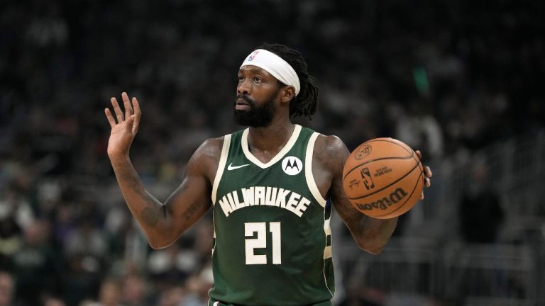 Milwaukee Bucks' Patrick Beverley during the first half of Game 5 of an NBA basketball series against the Indiana Pacers Tuesday, April 30, 2024, in Milwaukee. (Morry Gash/AP Photo)