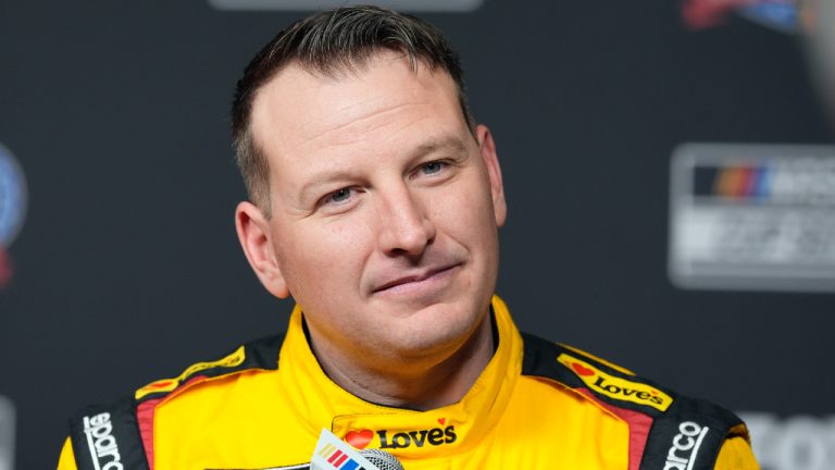 Michael McDowell during the NASCAR Daytona 500 auto race media day Wednesday, Feb. 14, 2024, at Daytona International Speedway in Daytona Beach, Fla. (Chris O'Meara/AP)