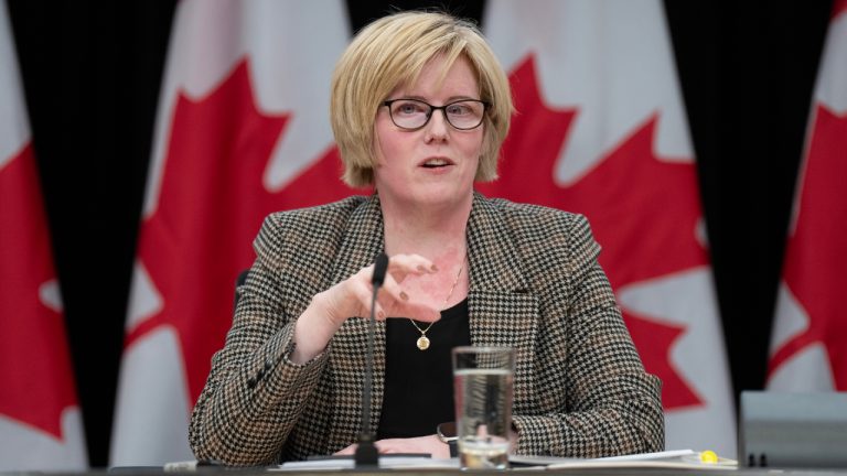 Minister of Sport and Physical Activity Carla Qualtrough speaks about measures the government is taking to improve safe sport, Monday, Dec. 11, 2023, in Ottawa. (Adrian Wyld/CP)