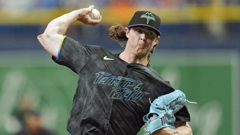 Tampa Bay Rays starting pitcher Ryan Pepiot delivers to the New York Mets during the first inning of a baseball game Sunday, May 5, 2024, in St. Petersburg, Fla. (AP/Chris O'Meara)