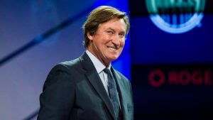 Former Edmonton Oilers great Wayne Gretzky speaks to media about the upcoming NHL Greatest Team celebration game and being voted the greatest team of all time, in Toronto on Sunday, December 10, 2017. (Christopher Katsarov/CP)