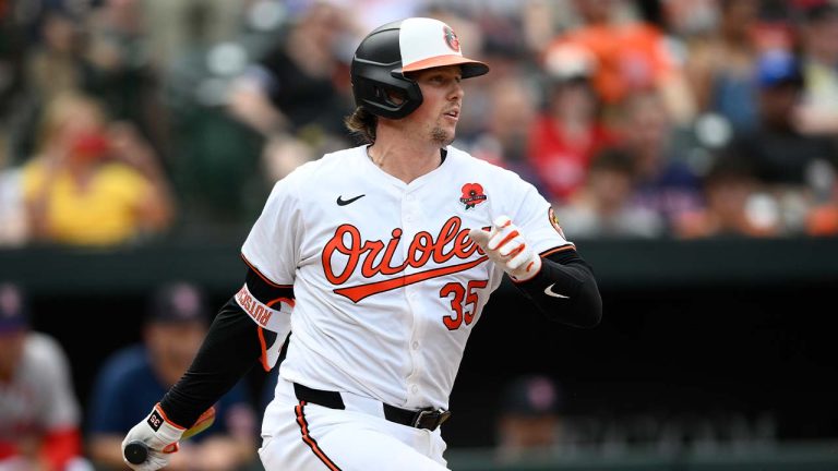 Baltimore Orioles' Adley Rutschman in action during a baseball game against the Boston Red Sox, Monday, May 27, 2024, in Baltimore. (Nick Wass/AP)