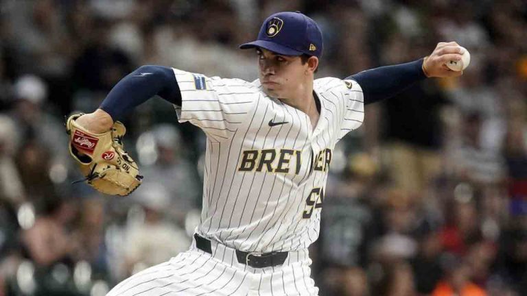 Milwaukee Brewers' Robert Gasser pitches during the first inning of a baseball game against the Chicago White Sox, Saturday, June 1, 2024, in Milwaukee. (Aaron Gash/AP)