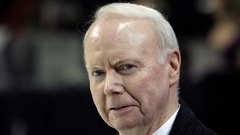 Coach Frank Carroll watches the women's free skate routines at the U.S. Figure Skating Championships in Spokane, Wash., Saturday, Jan. 23, 2010. (Elaine Thompson/AP)