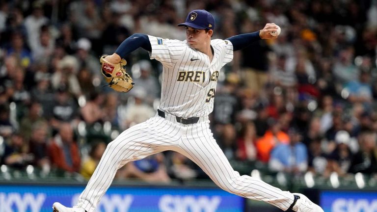Milwaukee Brewers' Robert Gasser pitches during the first inning of a baseball game against the Chicago White Sox, Saturday, June 1, 2024, in Milwaukee. (Aaron Gash/AP)