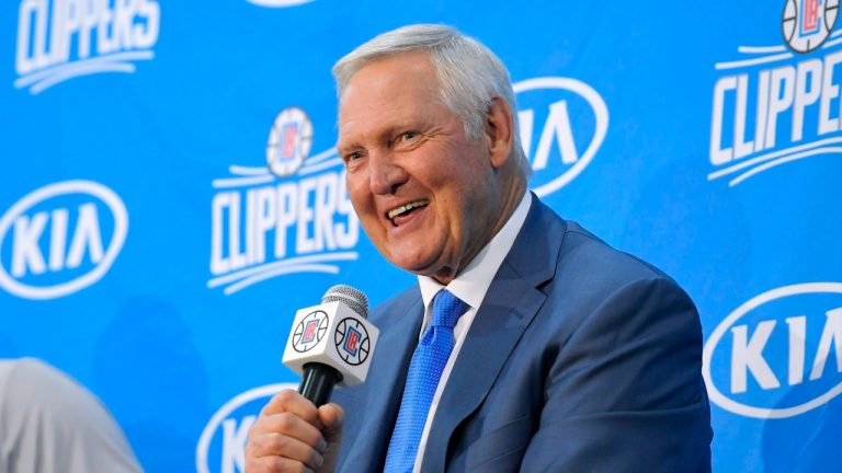 Jerry West speaks during a news conference to introduce him as an advisor to the Los Angeles Clippers as president of basketball operations, June 19, 2017. (AP Photo/Mark J. Terrill)