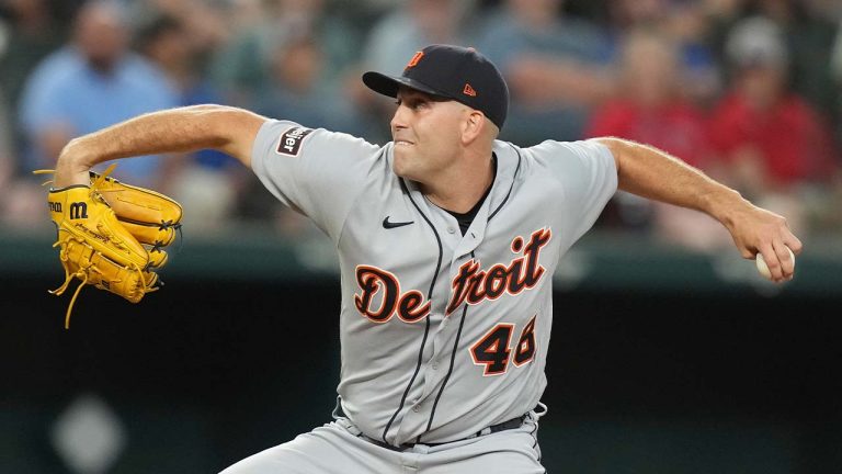 Detroit Tigers starting pitcher Matthew Boyd throws during the first inning of a baseball game against the Texas Rangers in Arlington, Texas, June 26, 2023. Looking to add starting pitching depth, the Cleveland Guardians have agreed to a major league contract with Boyd, a person familiar with the deal told The Associated Press on Thursday, June 27, 2024. (LM Otero/AP)