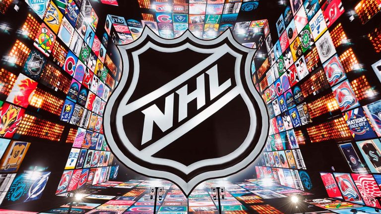 The stage and video screens are seen during the first round of the NHL hockey draft Friday, June 28, 2024, in Las Vegas. (Steve Marcus/AP)