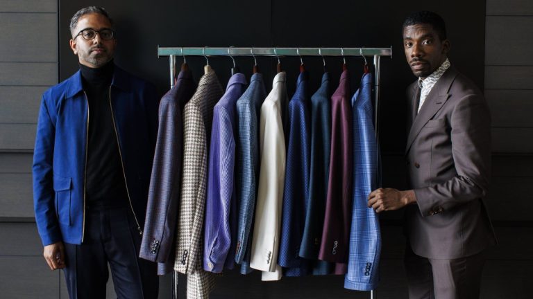 Tailors Shana Uthaya, left, and Trevis Villafana of Nota Bene Bespoke are photographed on Sunday, June 9, 2024. (Cole Burston/CP)