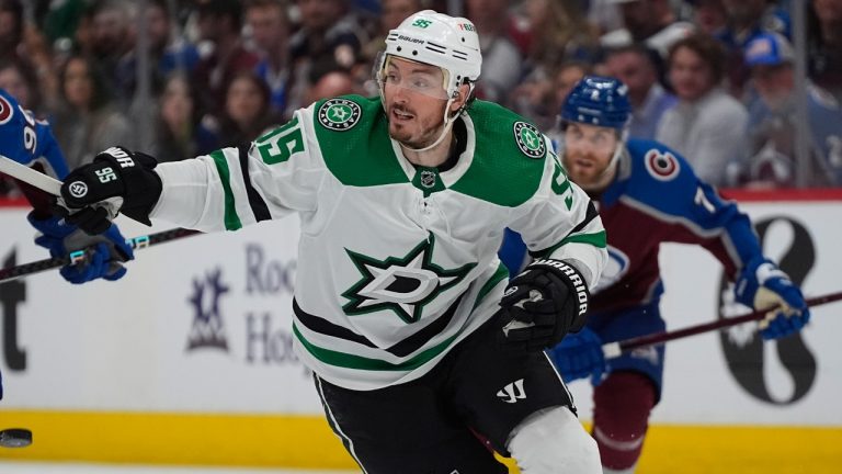 Dallas Stars centre Matt Duchene (95) in the second period of Game 6 of an NHL hockey playoff series Friday, May 17, 2024, in Denver. (David Zalubowski/AP)