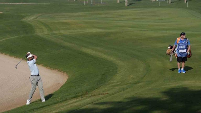 Joost Luiten of Netherlands plays his second shot on the first hole during the second round of the Dubai Invitational golf tournament, in Dubai, United Arab Emirates, Friday, Jan. 12, 2024. Luiten is being kept out of the Olympics by Dutch officials who feel his world ranking is too low.(Kamran Jebreili/AP)