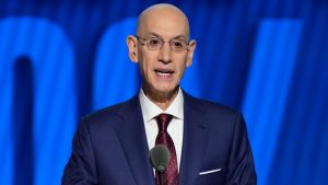 NBA commissioner Adam Silver opens the NBA draft, June 26, 2024, in New York. (AP Photo/Julia Nikhinson)