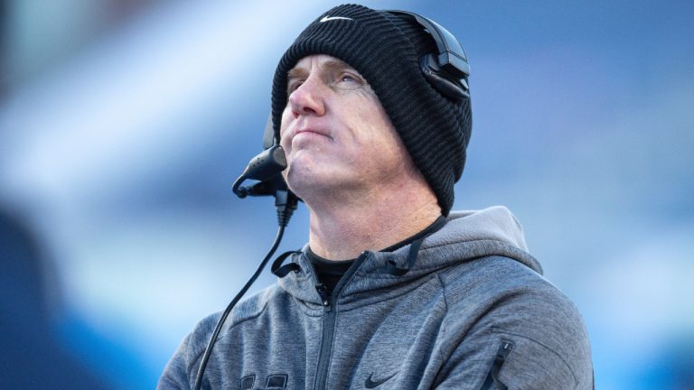 Blake Anderson looks up a the videoboard late in second half of the Famous Idaho Potato Bowl NCAA college football game against Georgia State, Saturday, Dec. 23, 2023, in Boise, Idaho. (Steve Conner/AP)