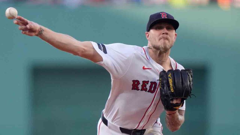 Boston Red Sox's Tanner Houck delivers a pitch to a Oakland Athletics batter in the first inning of a baseball game Thursday, July 11, 2024, in Boston. (Steven Senne/AP)