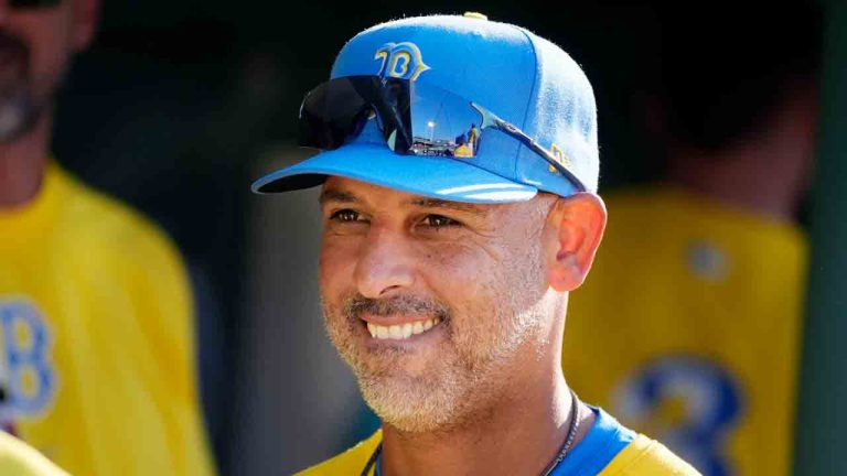 Boston Red Sox manager Alex Cora in the dug out during the ninth inning of a baseball game against the Kansas City Royals, Saturday, July 13, 2024, in Boston. (Michael Dwyer/AP)