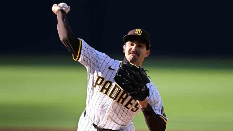 San Diego Padres starting pitcher Dylan Cease (84) delivers during the first inning of a baseball game against the Los Angeles Dodgers, Wednesday, July 31, 2024, in San Diego. (Denis Poroy/AP)