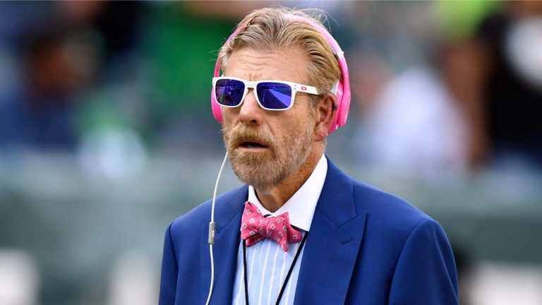 Philadelphia sports radio host Howard Eskin looks on from the sideline during an NFL football game between the Philadelphia Eagles and the Kansas City Chiefs, Sunday, Oct. 3, 2021, in Philadelphia. Eskin’s employer has suspended him from Philadelphia Phillies home games for the rest of the season after investigations showed he kissed a worker for Citizens Bank Park’s food service provider without consent.
(Terrance Williams/AP)