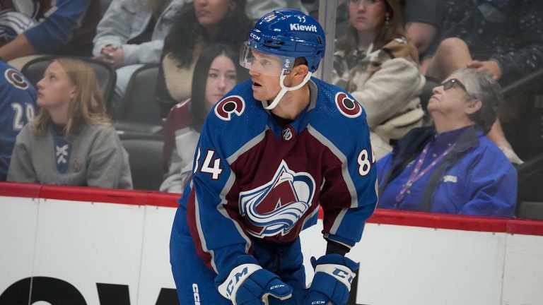 Colorado Avalanche defenceman Nate Clurman against the Minnesota Wild in the second period of a preseason NHL hockey game Sunday, Sept. 24, 2023, in Denver. (David Zalubowski/AP)