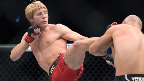 UFC-lightweight-Paddy-Pimblett-throws-a-kick-during-a-fight