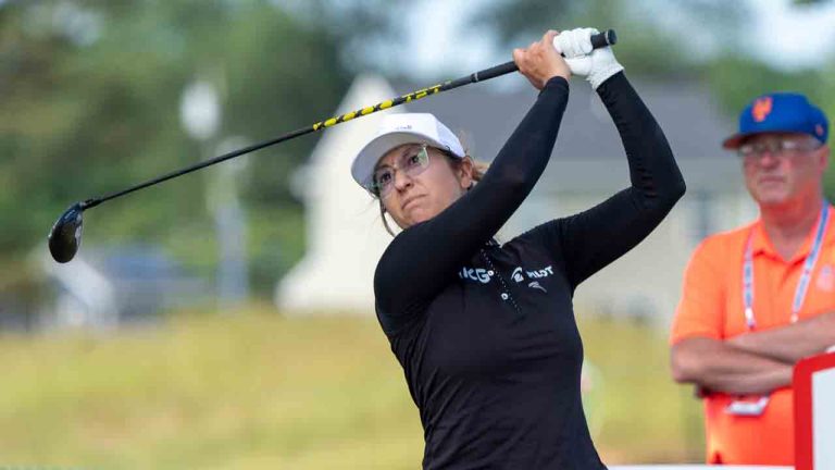 Marina Alex in action during the first round of the ShopRite LPGA Classic golf tournament, Friday, June 7, 2024, in Galloway, N.J.. (Chris Szagola/AP)
