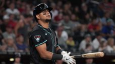 Diamondbacks catcher Gabriel Moreno leaves in the 6th inning against Reds
