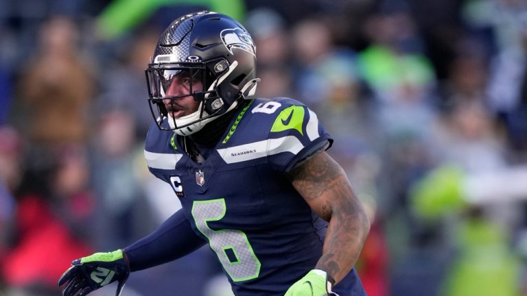 Seattle Seahawks safety Quandre Diggs (6) looks on during an NFL football game against the Pittsburgh Steelers, Sunday, December 31, 2023 in Seattle. The Steelers won 30-23. (Ben VanHouten/AP)