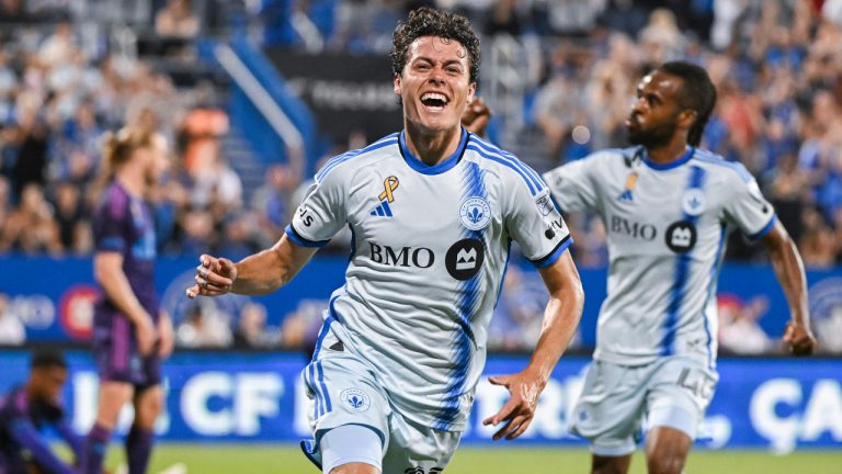 CF Montreal's Caden Clark (23) reacts after scoring against Charlotte FC during first half MLS soccer action in Montreal, Saturday, September 14, 2024. (Graham Hughes/CP)