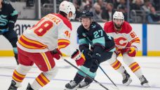 Flames jump out to hot start in pre-season, burn Kraken in blowout win