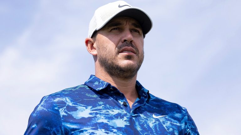 Captain Brooks Koepka, of Smash GC, looks on during the first round of LIV Golf Chicago at Bolingbrook Golf Club, Friday, Sept. 13, 2024, in Bolingbrook, Ill. (LIV Golf via AP)