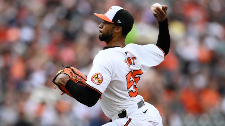 Baltimore Orioles relief pitcher Dillon Tate in action during a baseball game against the Tampa Bay Rays, Sunday, June 2, 2024, in Baltimore. (Nick Wass/AP Photo)