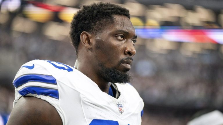 Dallas Cowboys defensive end DeMarcus Lawrence stands for the national anthem before a football game against the New Orleans Saints, Sept. 15, 2024, in Arlington, Texas. (Jeffrey McWhorter/AP Photo)