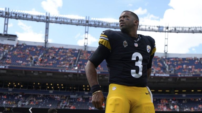 Pittsburgh Steelers quarterback Russell Wilson (3) warms up before an NFL football game against the Denver Broncos, Sunday, Sept. 15, 2024, in Denver. (Jack Dempsey/AP Photo)