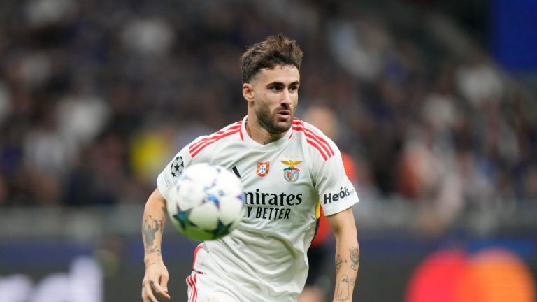 Rafa Silva controls the ball. (Luca Bruno/AP)