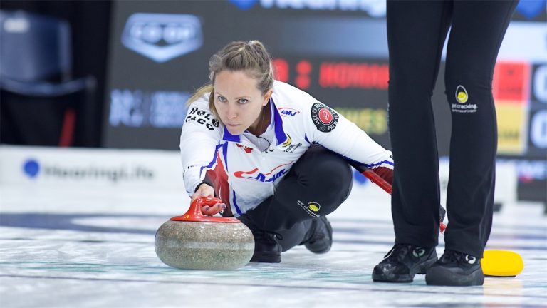Rachel Homan in action during the HearingLife Tour Challenge semifinals on Saturday, Oct. 5, 2024, in Charlottetown. (Anil Mungal/GSOC)