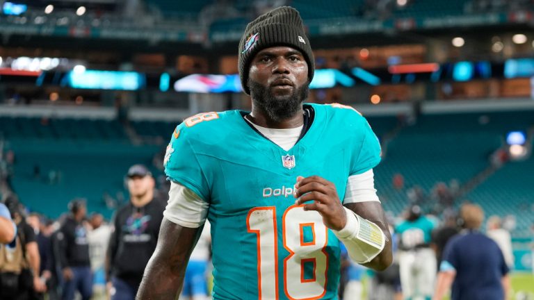 Miami Dolphins quarterback Tyler Huntley. (Rebecca Blackwell/AP)