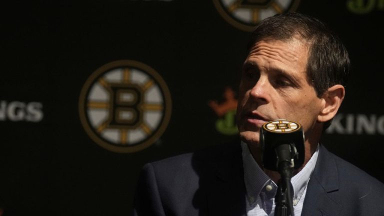 Boston Bruins general manager Don Sweeney answers a reporter's question, Monday, Sept. 30, 2024, in Boston. (Charles Krupa/AP Photo)