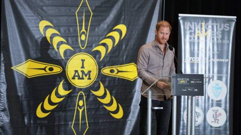 Prince Harry, the Duke of Sussex, speaks during an event to launch the Invictus Games school program, in Vancouver, on Monday, November 18, 2024. Invictus Games Vancouver Whistler 2025 is scheduled to take place from Feb. 8 to 16, 2025 and will for the first time feature winter sports. THE CANADIAN PRESS/Darryl Dyck