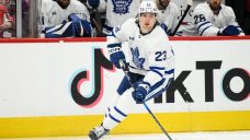Maple Leafs forward Matthew Knies participates in morning skate