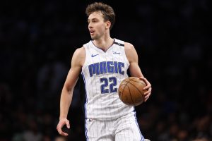 Orlando Magic forward Franz Wagner dribbles against the Brooklyn Nets during the second half of an NBA basketball game, Sunday, Dec. 1, 2024, in New York. (Noah K. Murray/AP)