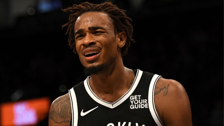 Brooklyn Nets' Nic Claxton reacts after a foul is called on him during the second half of an NBA basketball game against the Chicago Bulls, Friday, Nov. 1, 2024, in New York. (Pamela Smith/AP)