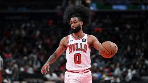 Chicago Bulls guard Coby White (0). (Terrance Williams/AP)